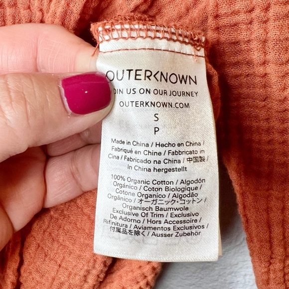 Outerknown Orange Gauzy Women’s Muslin Soft Button Down Shirt Sz S - Picture 6 of 10